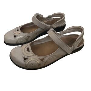Naot Rongo Quartz Ivory Metallic Slingback Mary Jane Shoe Adjustable EU37 US6.5